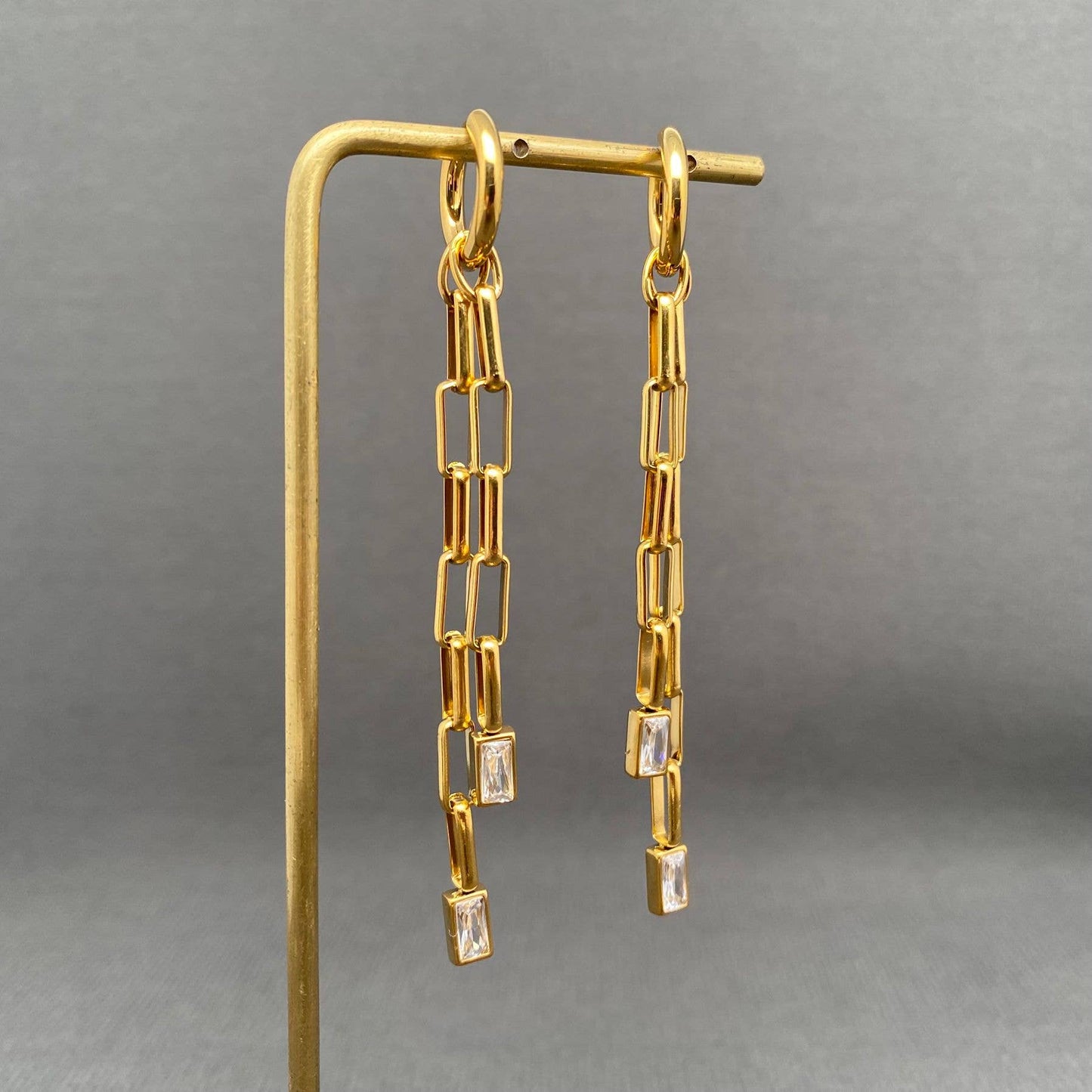 Braided Bling Chain Earrings (18k gold)