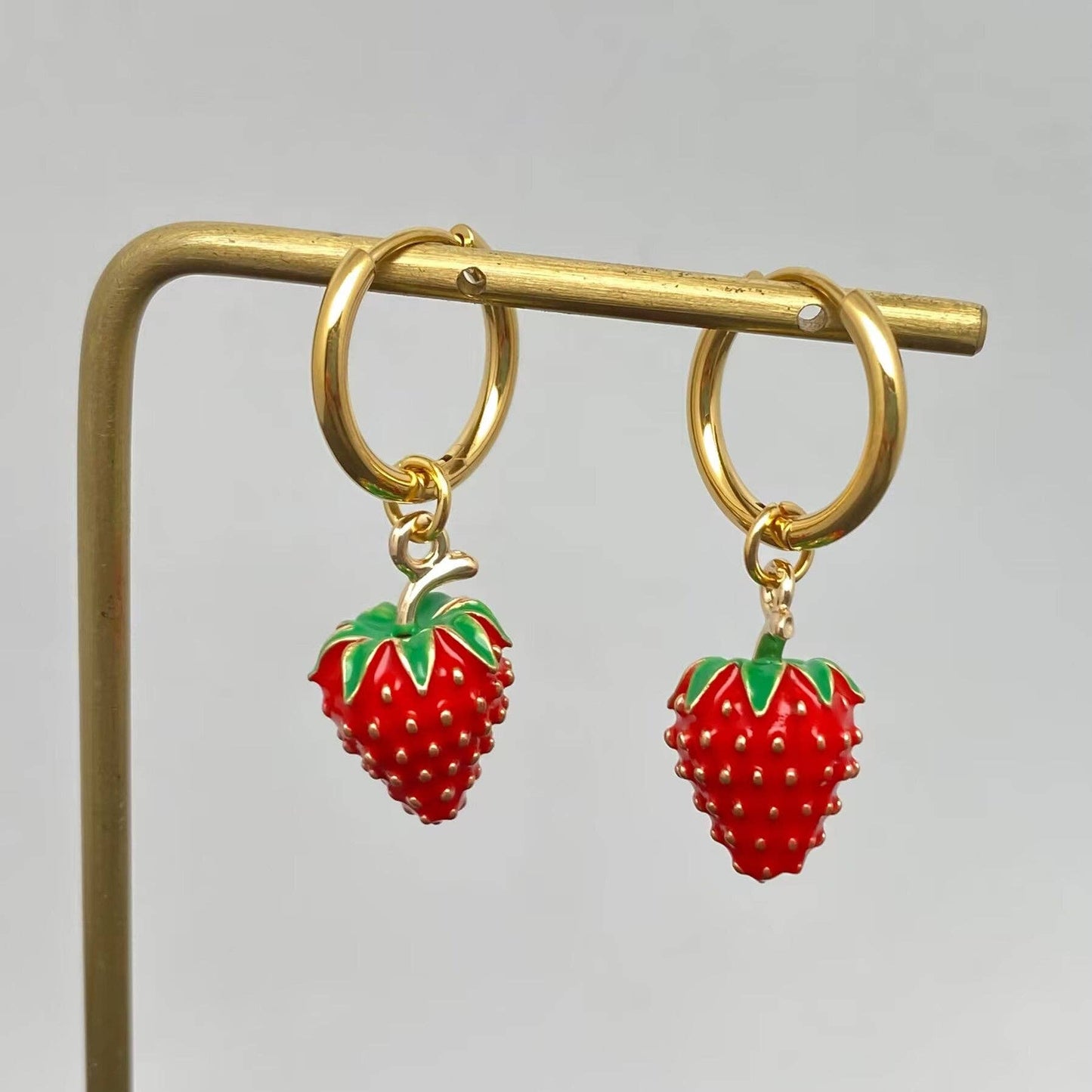 Strawberry Shortcake - Huggie Earrings (18K Gold)