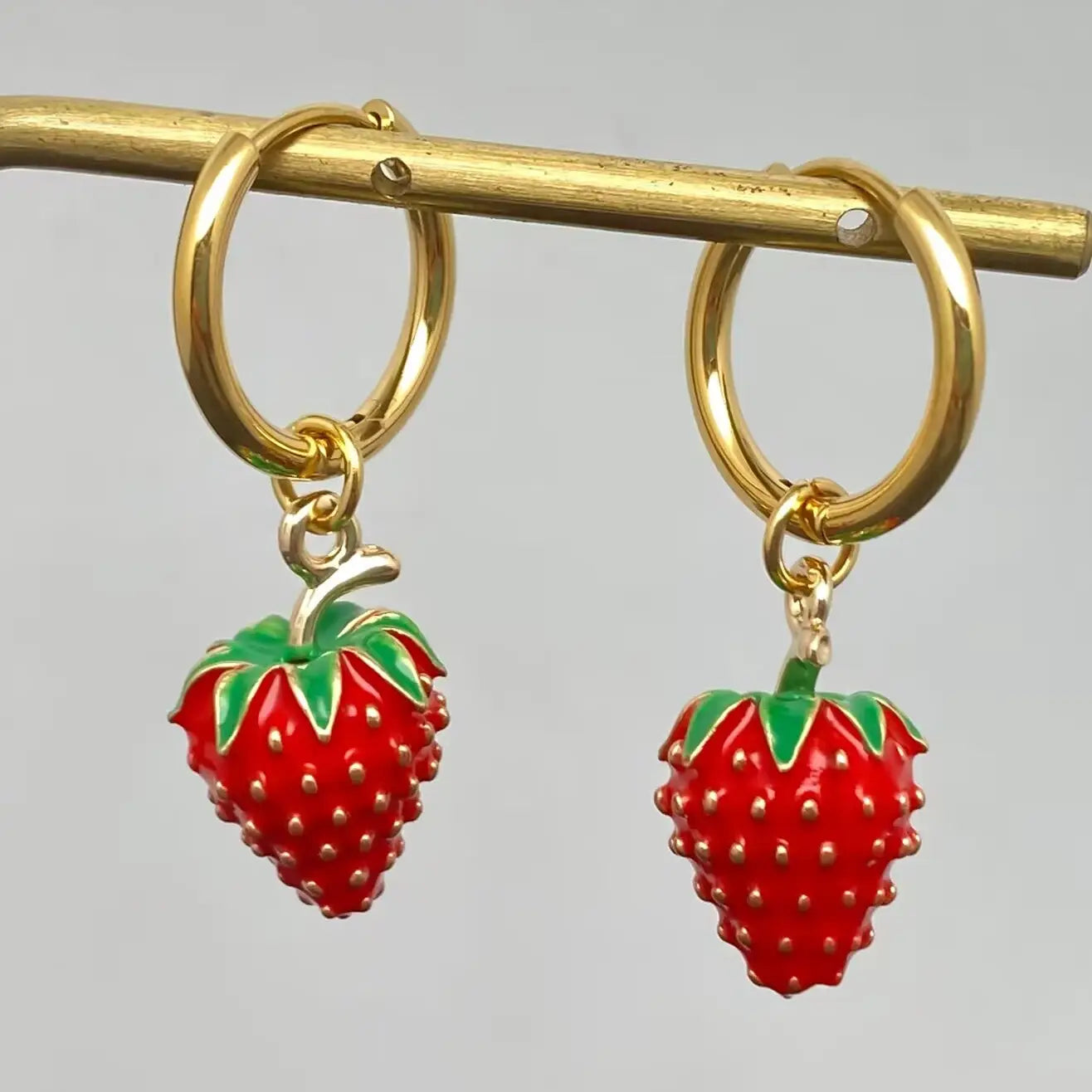 Strawberry Charm 18K Earring