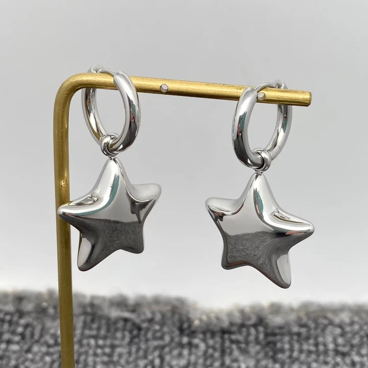 18K Plated Star Charm Huggie Earrings