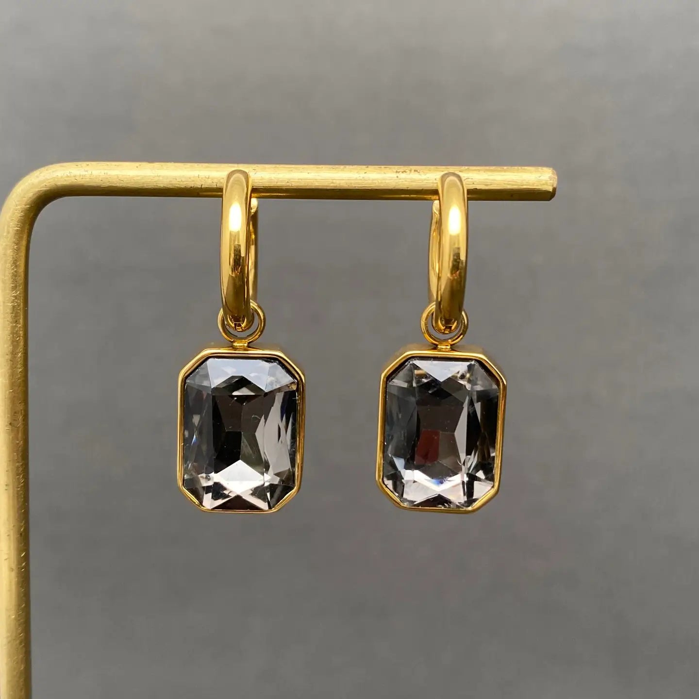 Black Square Zircon 18K Gold Plated Earring