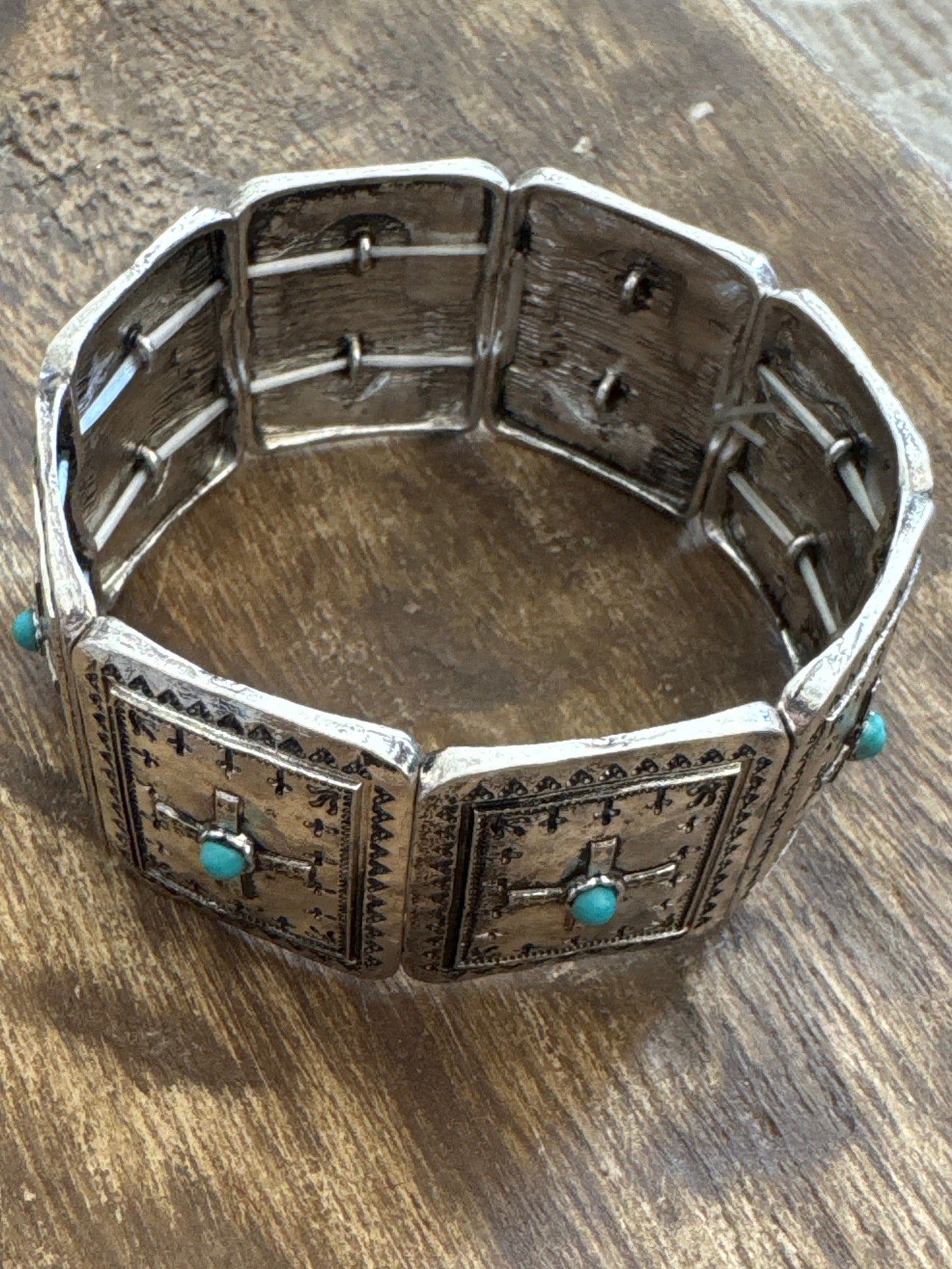 Turquoise & Silver Stretch Bracelet