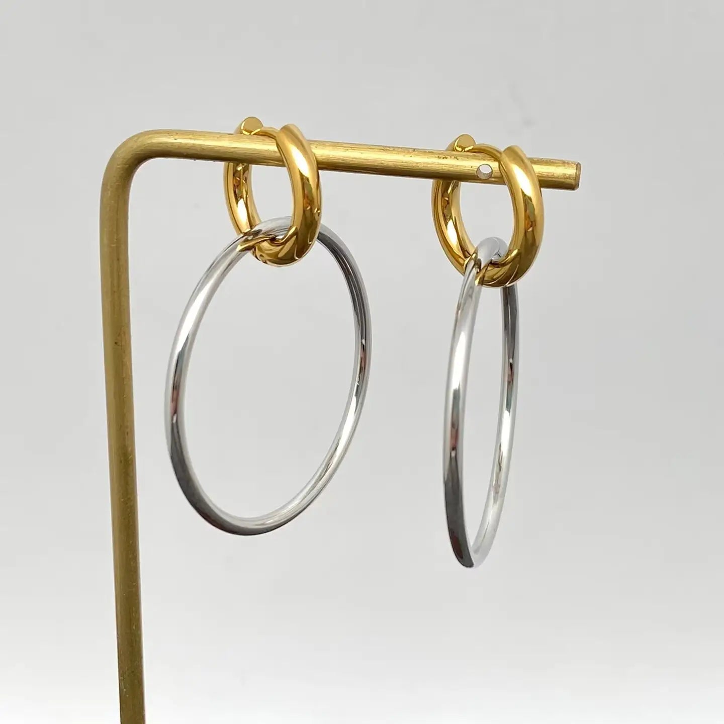 Two Tone Ring Charm 18K Earring