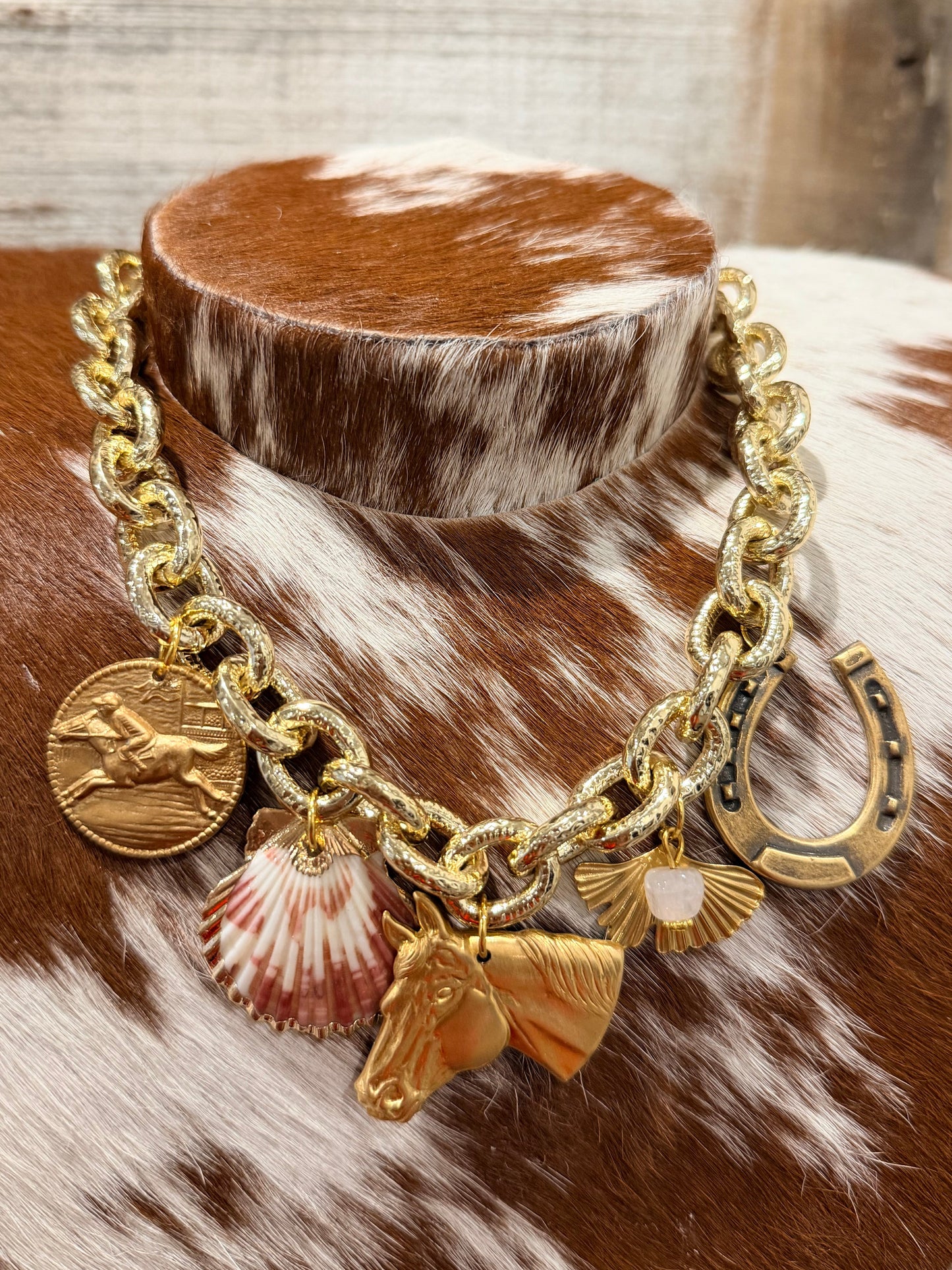 Gold Coastal Cowgirl Charm Necklace