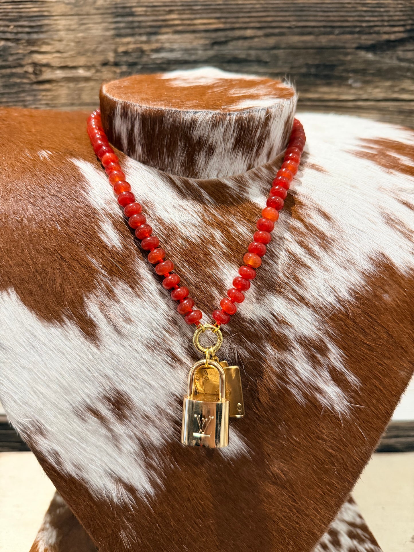 Red Designer - Glass Bead Charm Necklace