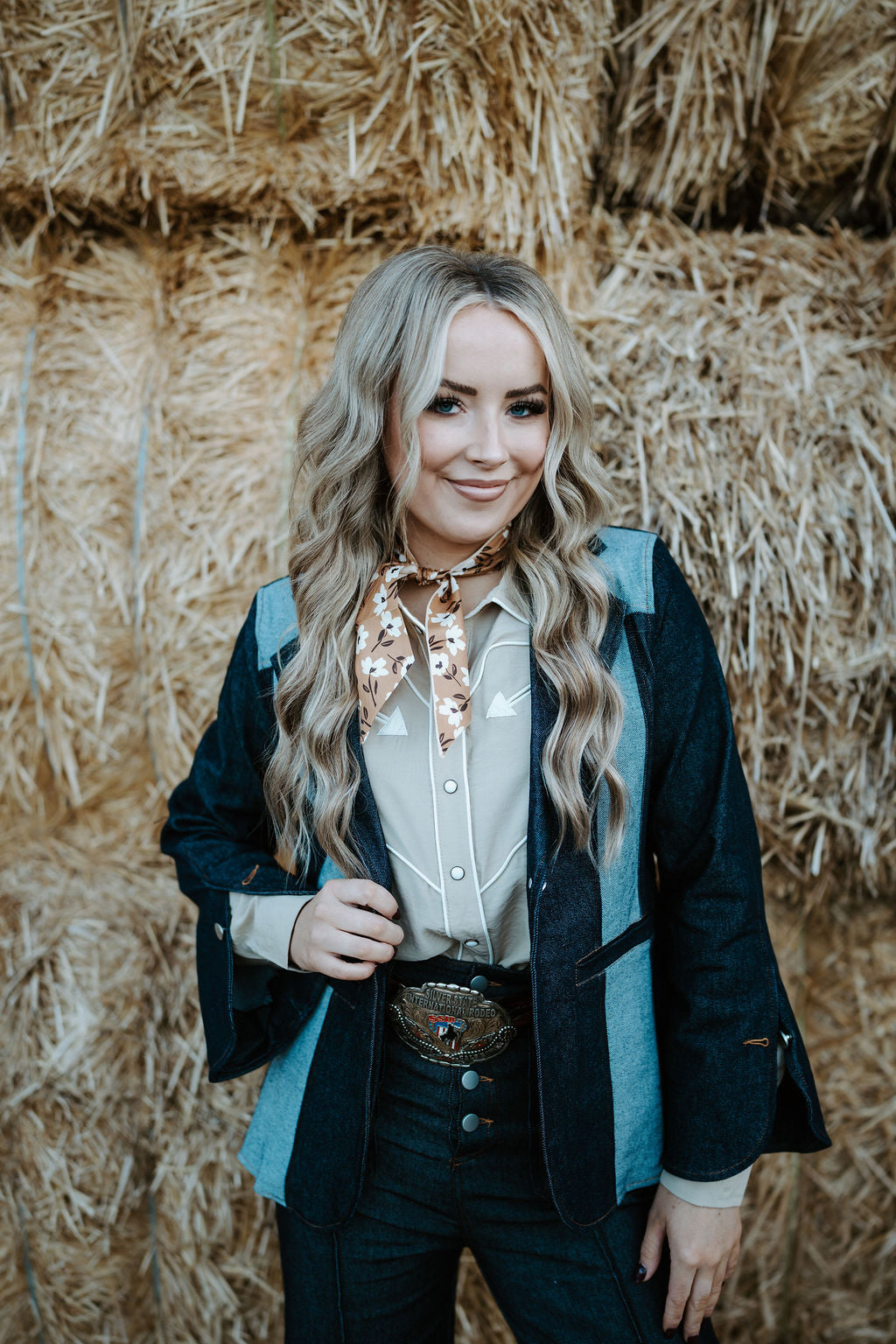 Taupe Button Down Western Top