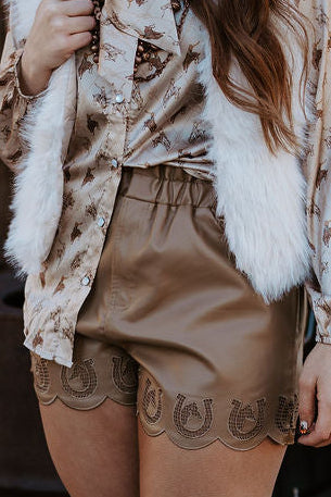 Tan Faux Leather Shorts