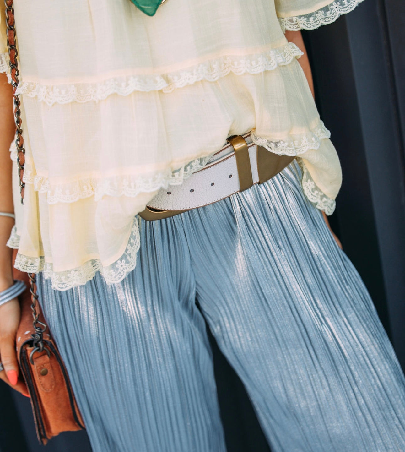 Cream Belt with Brass Buckle