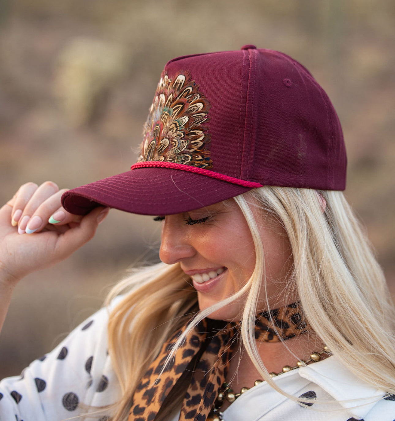 Maroon Feather Hat