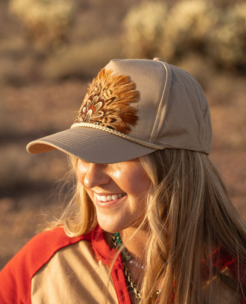 Tan Feather Hat