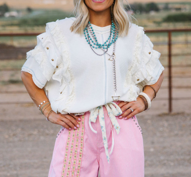 The Ivory Outlaw Studded Top