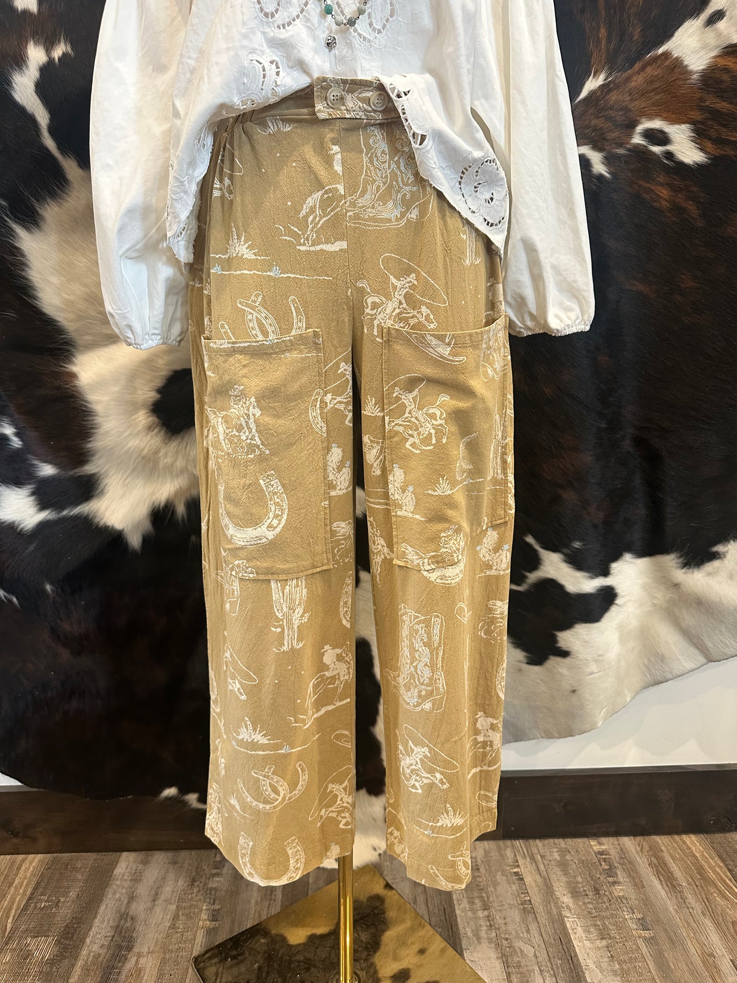 Mustard Western Print Pant