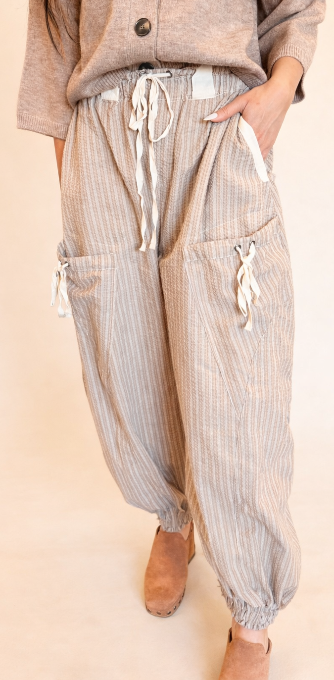 Mocha Striped Jogger Pant