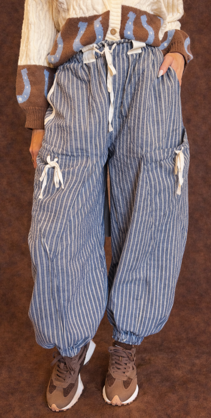Navy Striped Jogger Pant