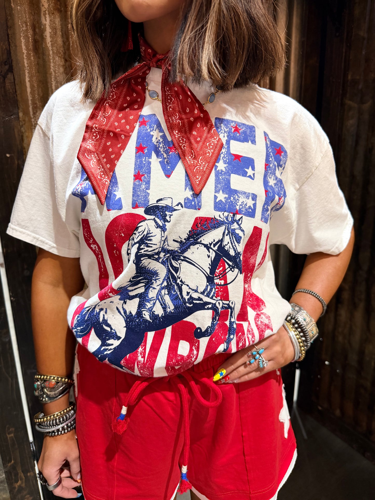 American Cowboys Cream Tee