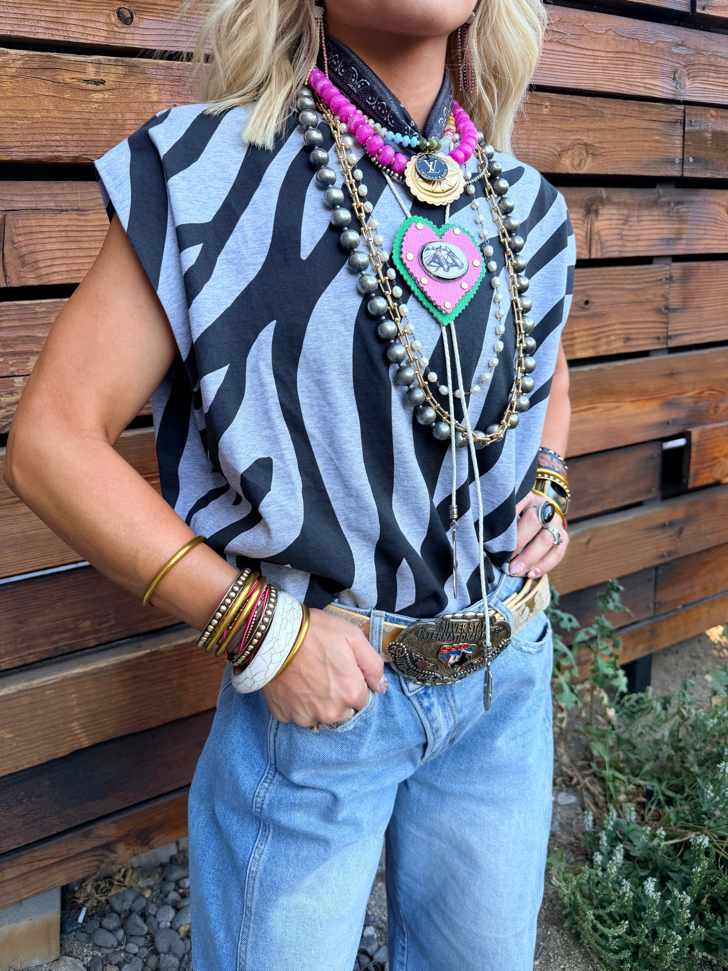 Zebra Print Muscle Tee