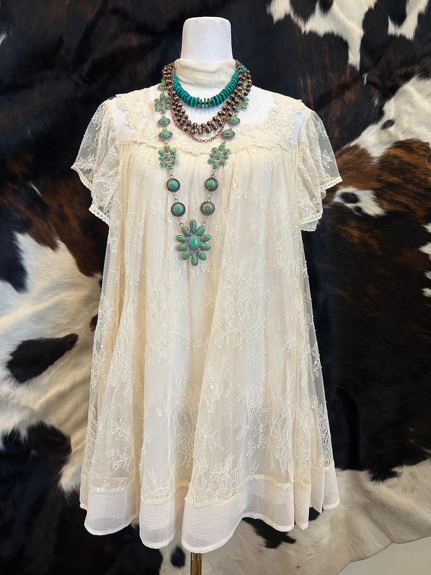 Creme Lace Mini Dress