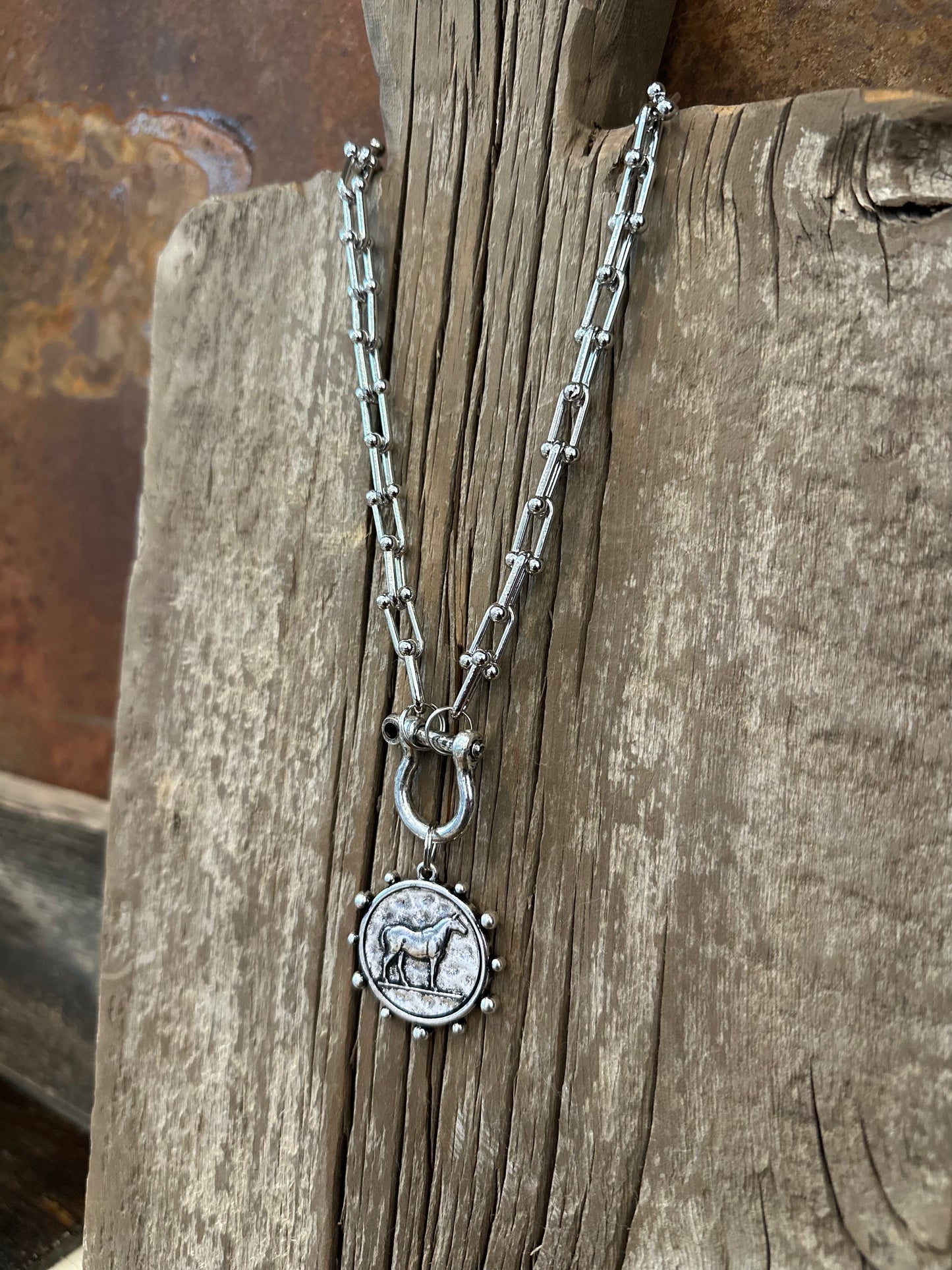 Coin Horse Silver Necklace
