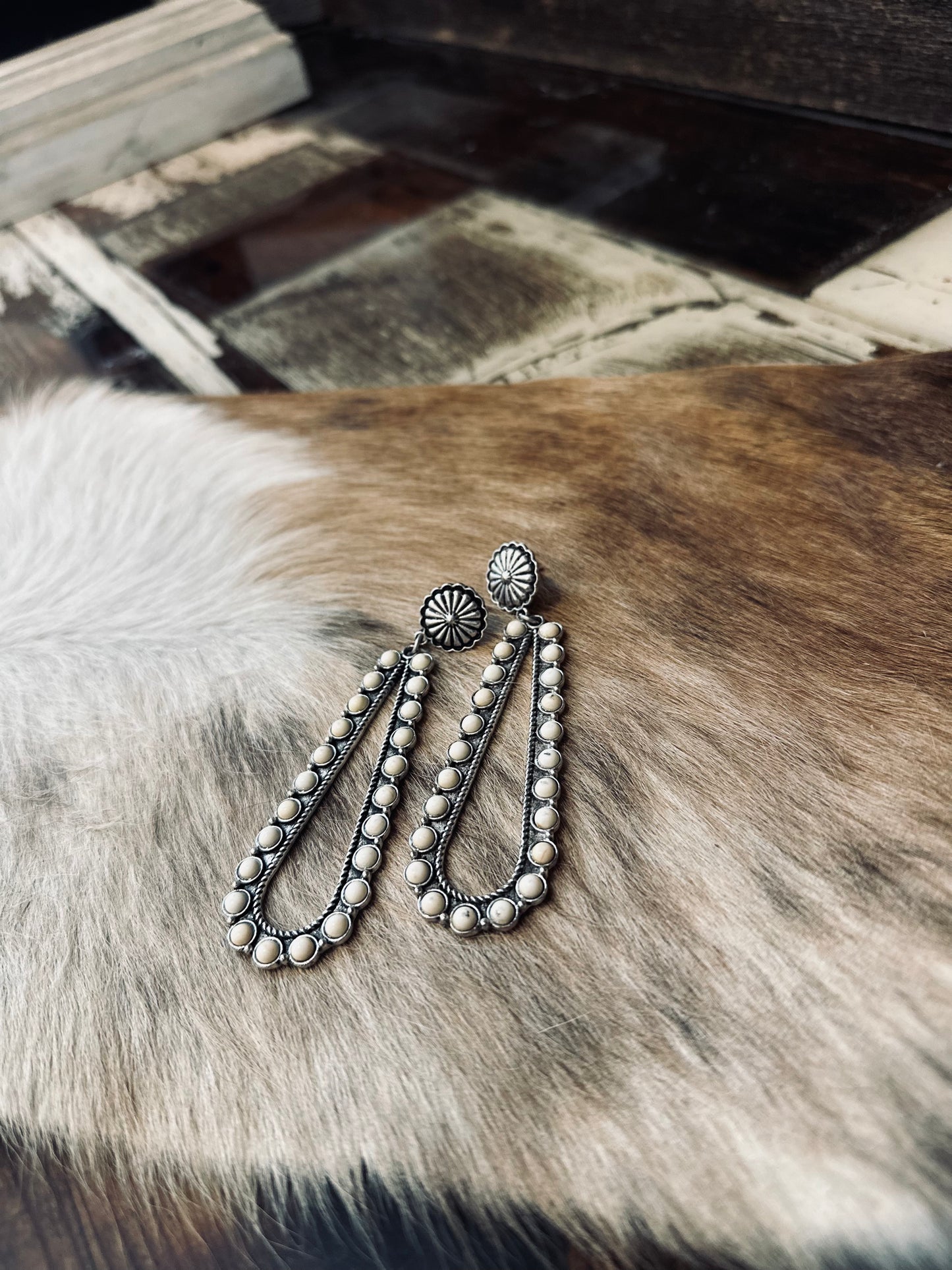 White Buffalo Tear Drop Earring