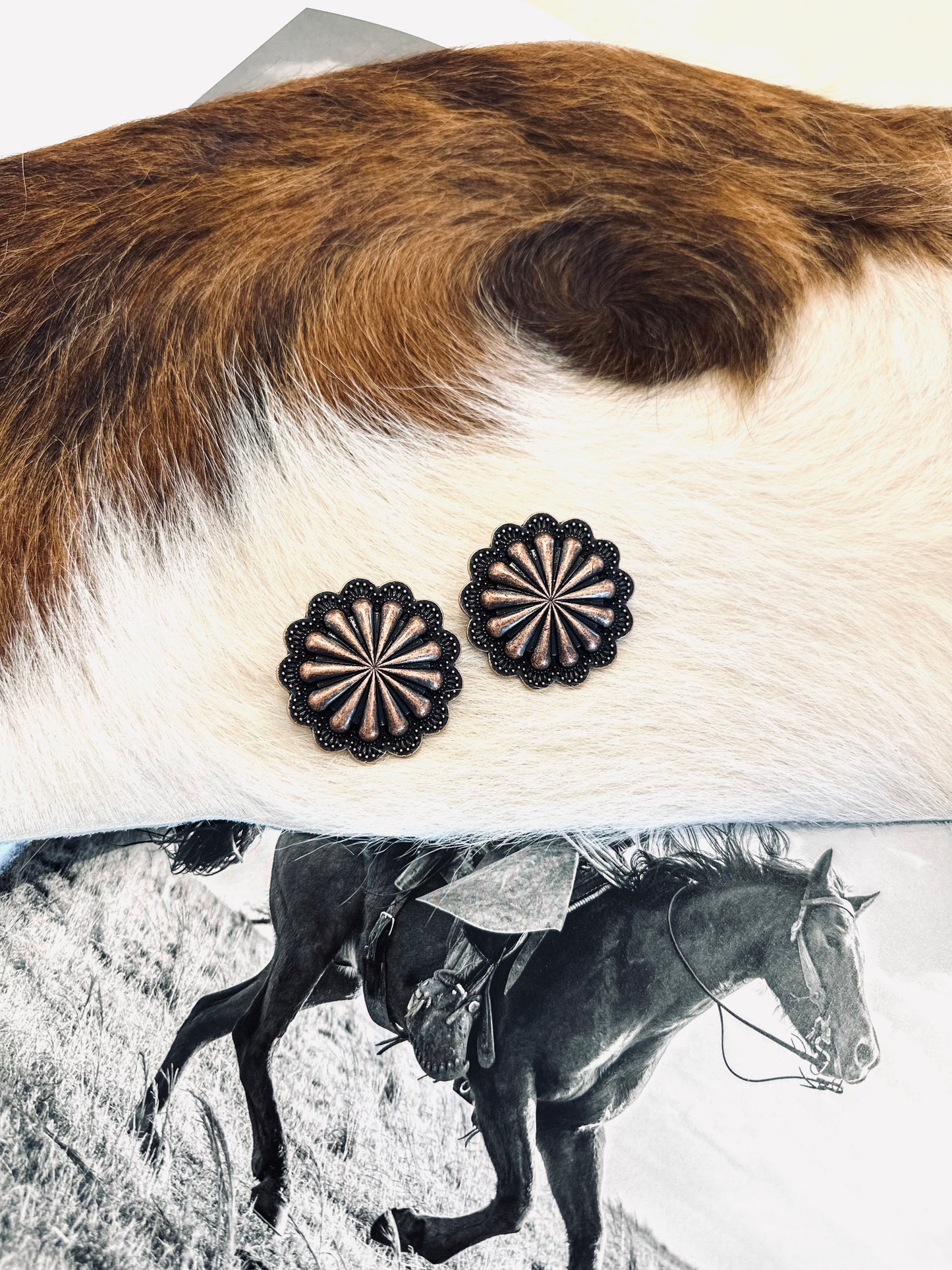 Copper Concho Stud Earrings