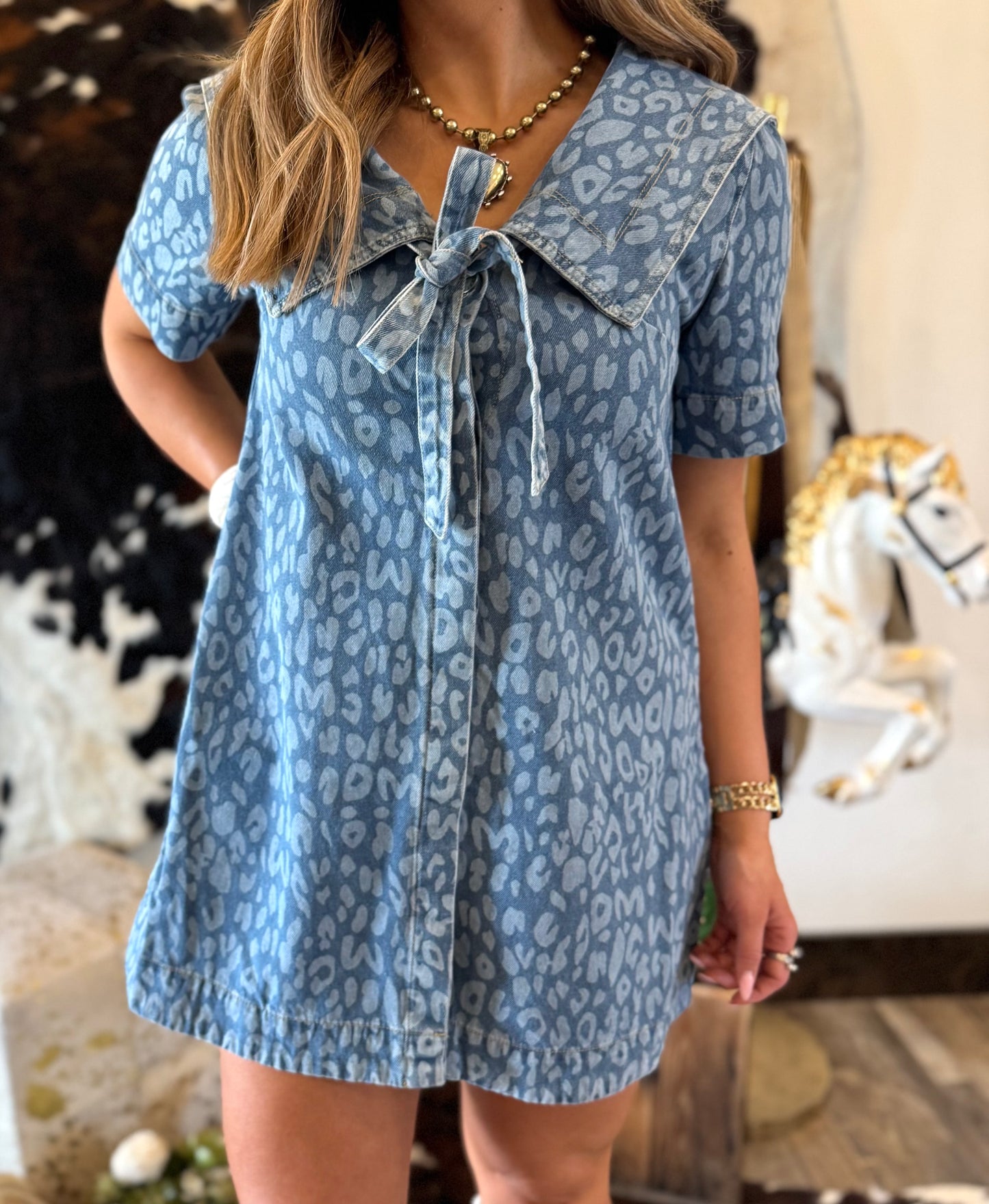 Denim Leopard Dress