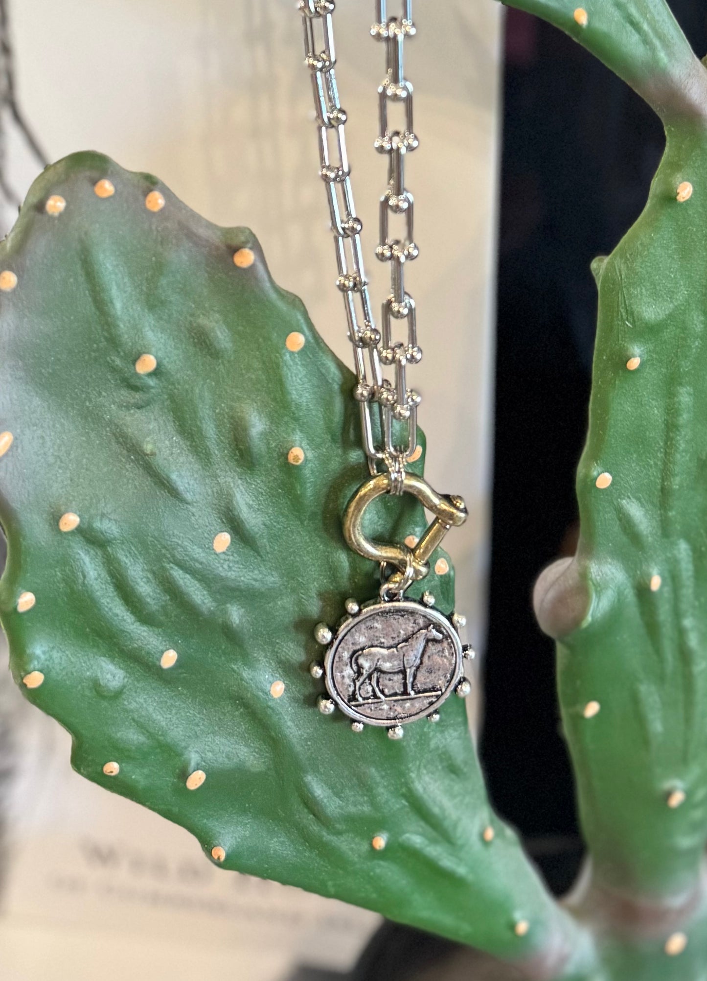 Silver Horse Coin Necklace