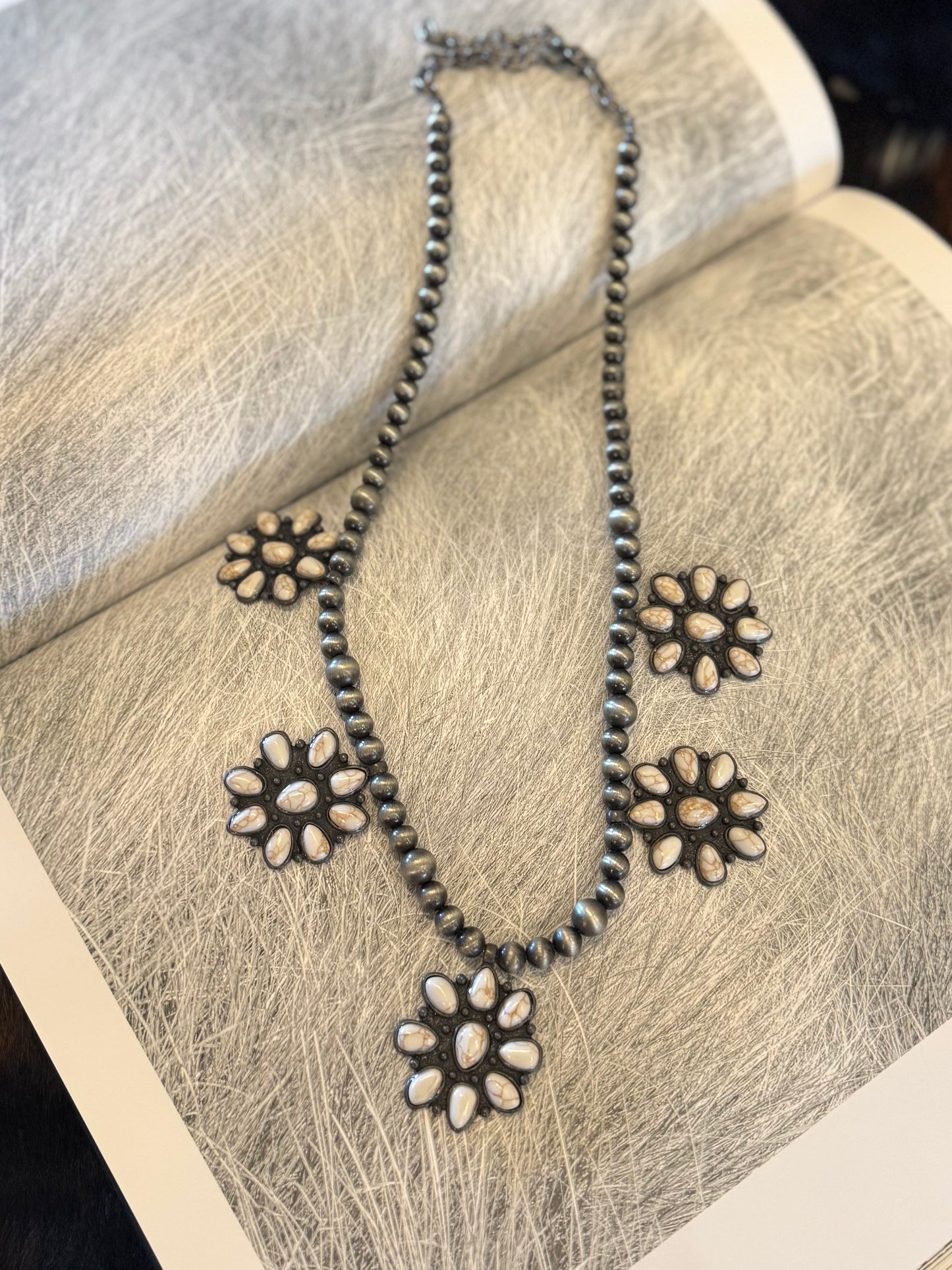 White Buffalo Flower Necklace