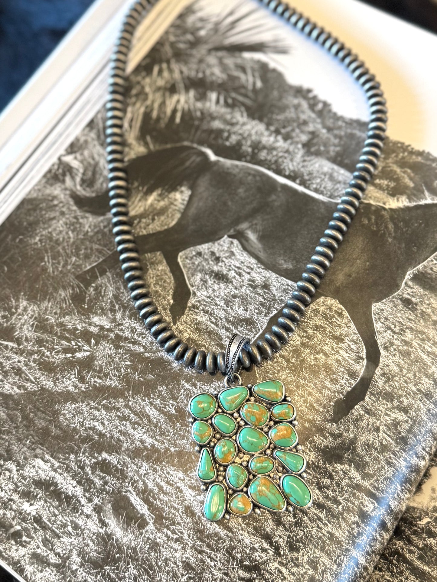 Green Turquoise Pendant Necklace