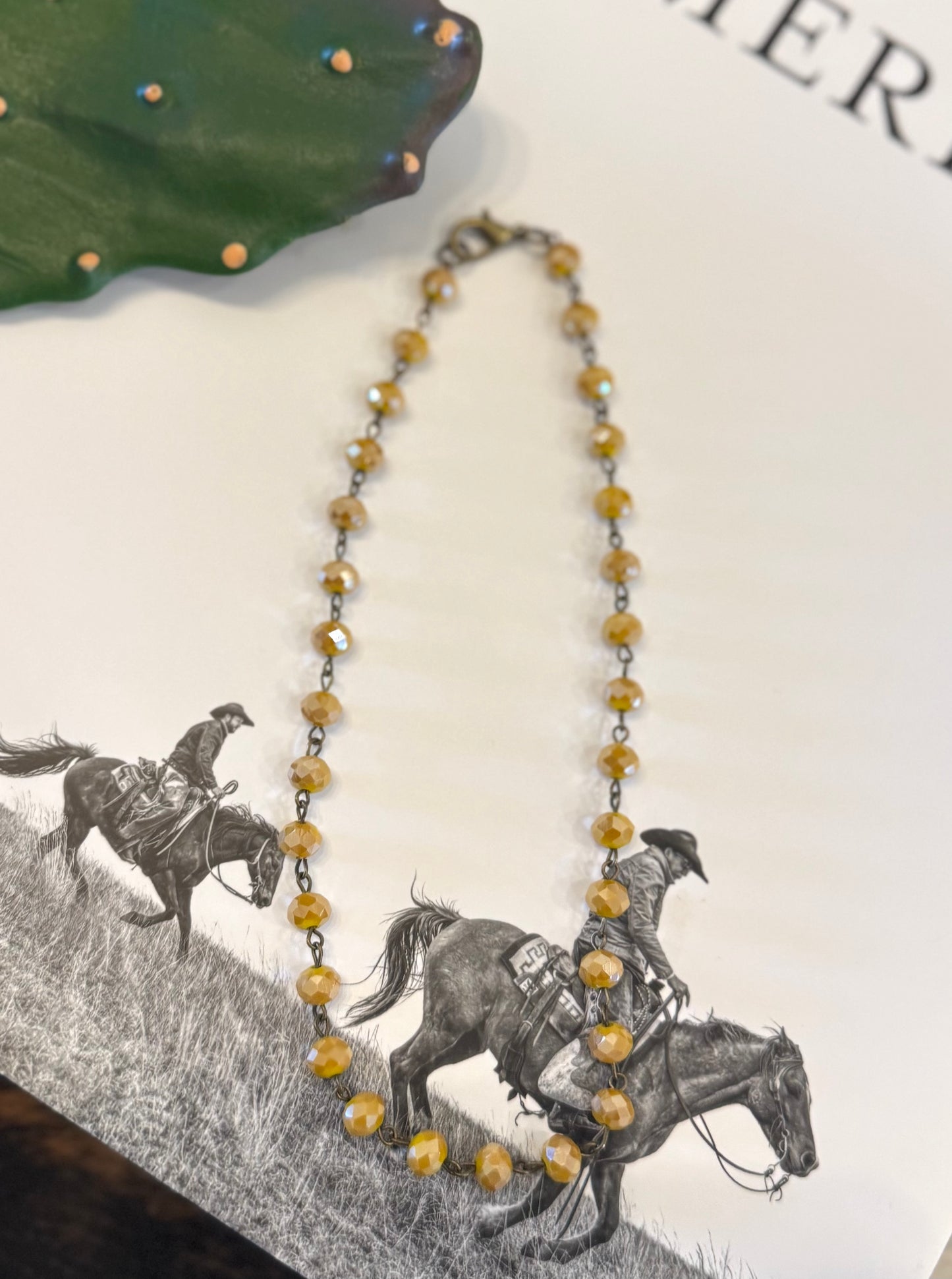 Mustard Crystal Bead Necklace