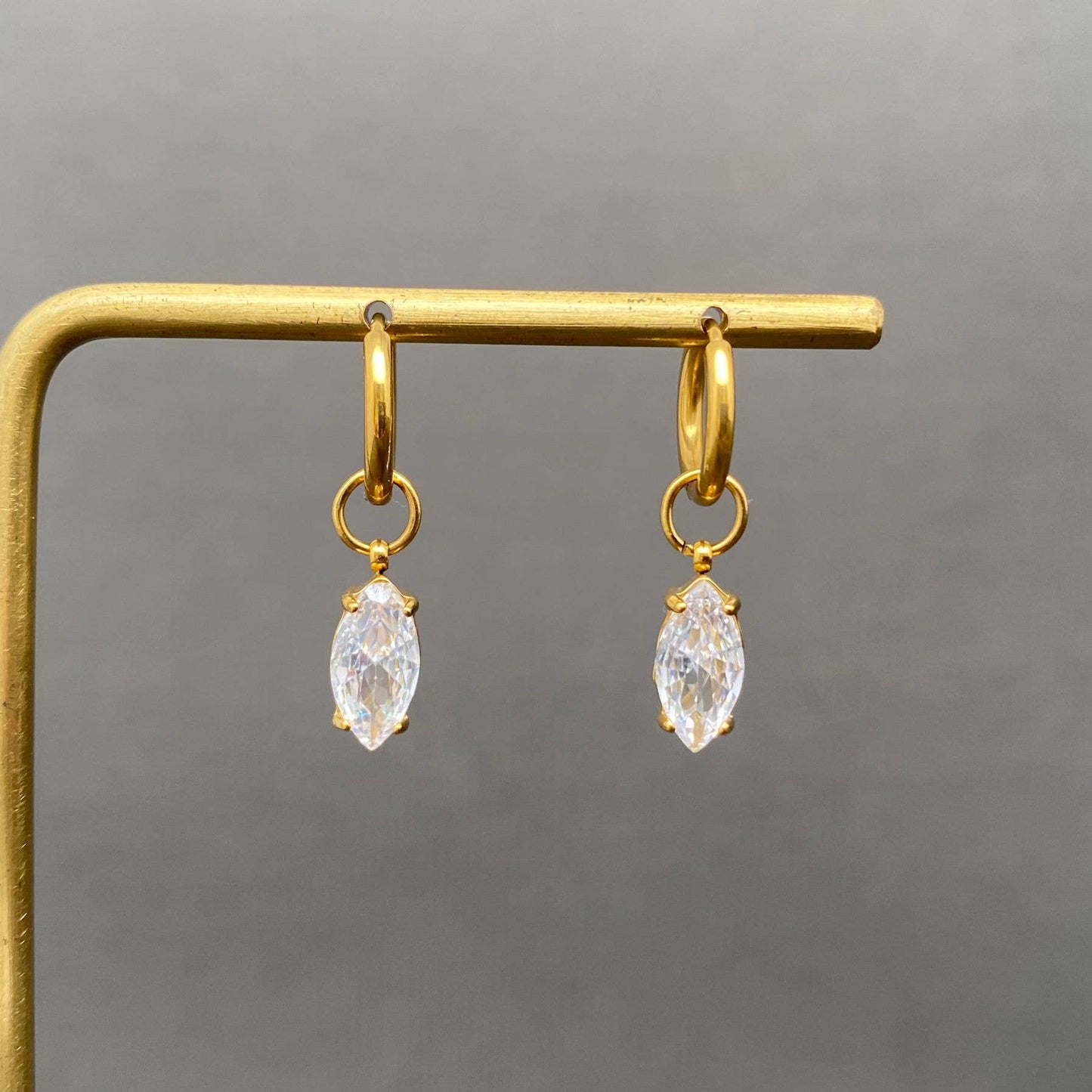 Dainty Diamond Huggie Earrings (18K Gold)