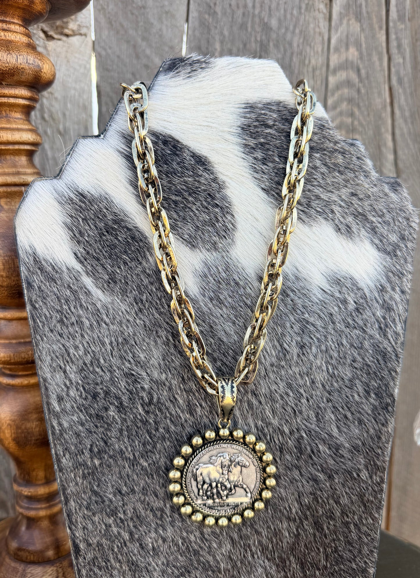 Double Horse on Gold Chain