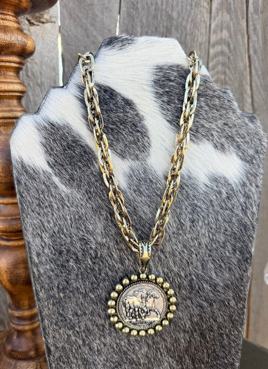 Double Horse on Gold Chain