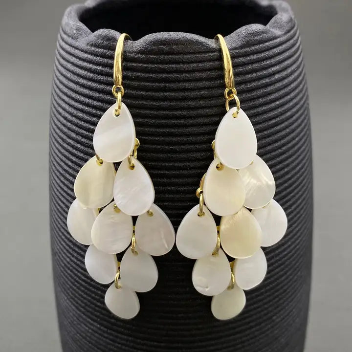 Shell Tassel 18K Gold Plated Dangle Earrings