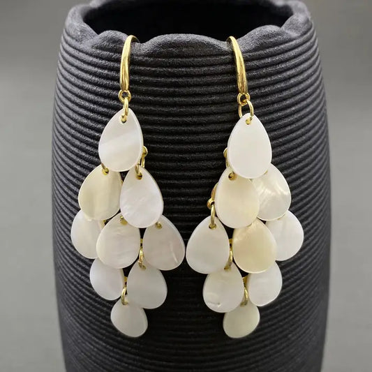 Shell Tassel 18K Gold Plated Dangle Earrings