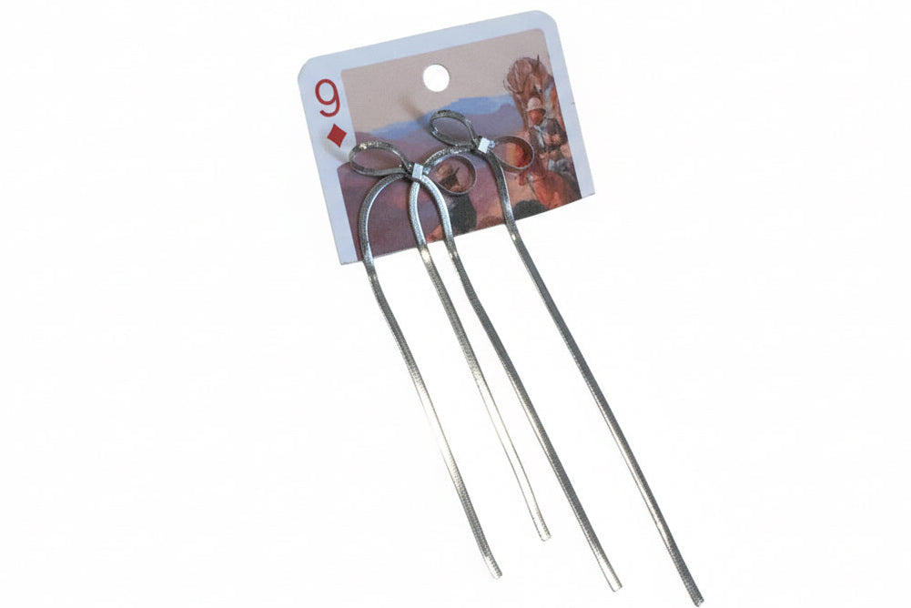 Silver Long Bow Earrings