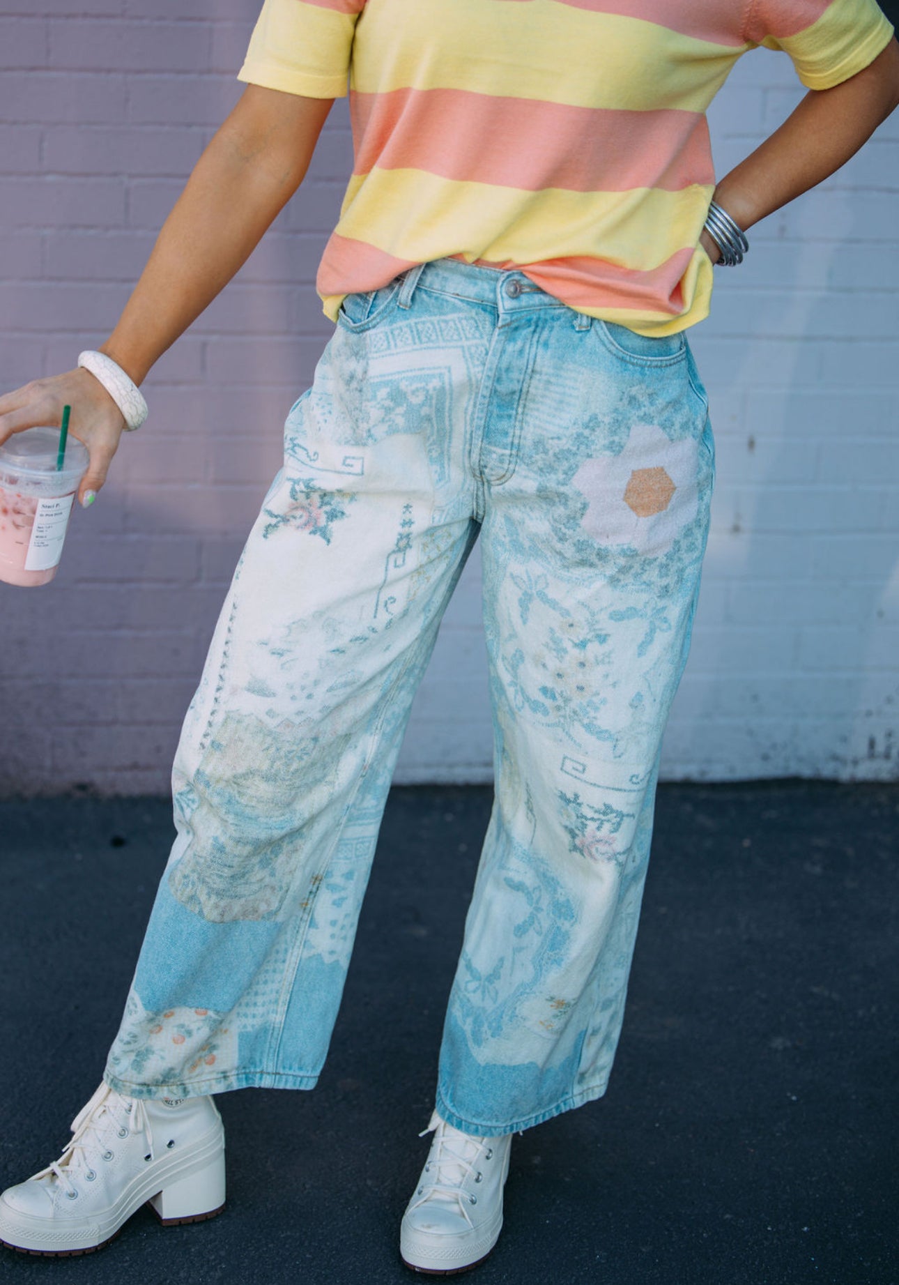 Vintage Floral Barrel Jean