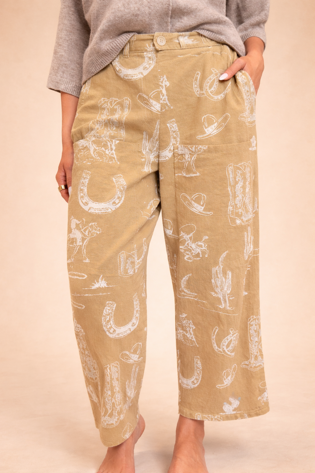 Mustard Western Print Pant