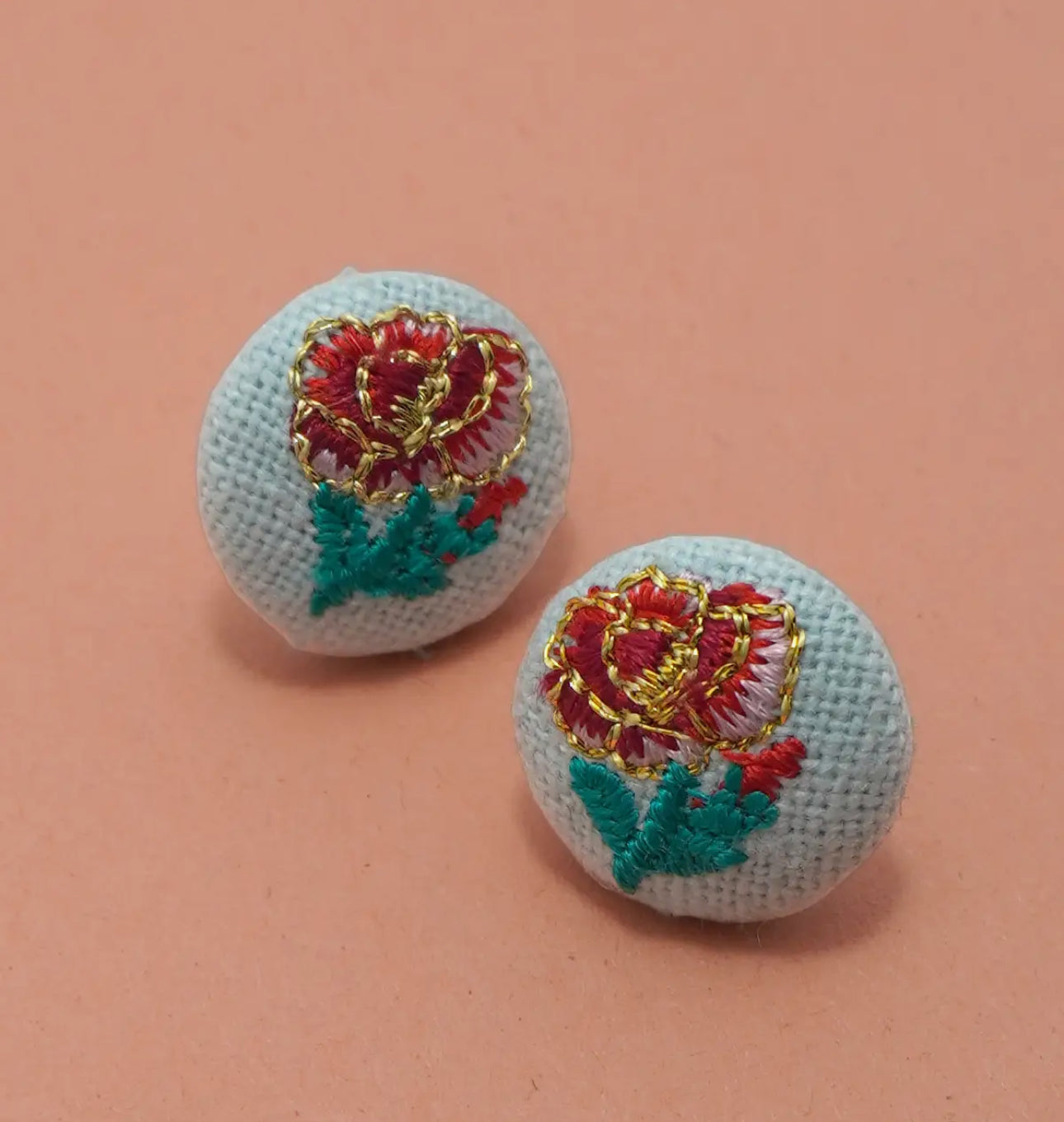 Embroidered Floral Studs