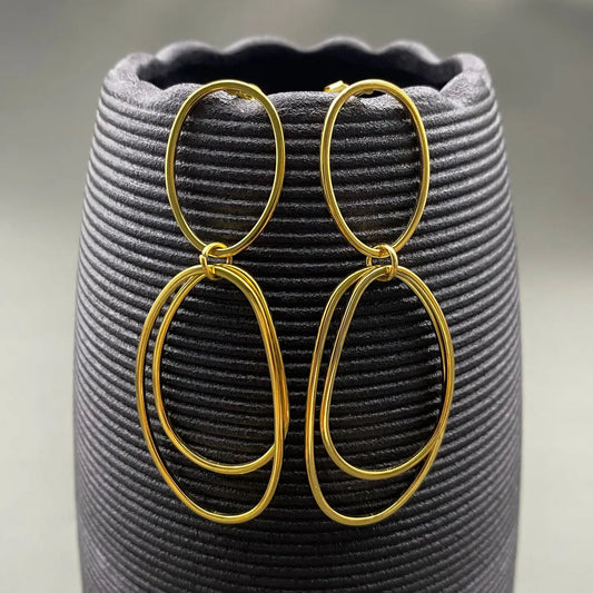 18K Plated Simple Coil Dangle Earrings