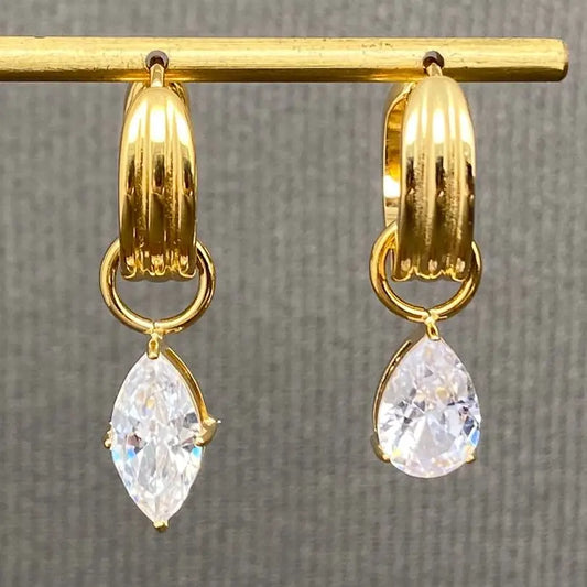 Asymmetric 18K Gold Plated Huggie Earring