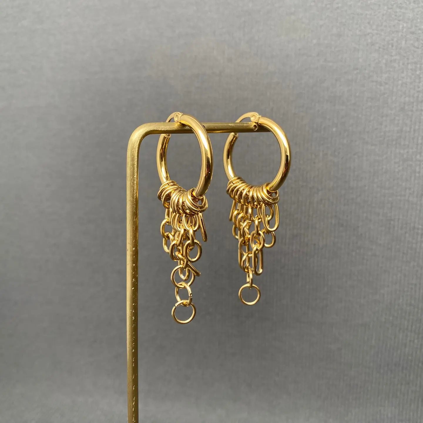 Chain Fringe 18K Gold Plated Hoop Earring