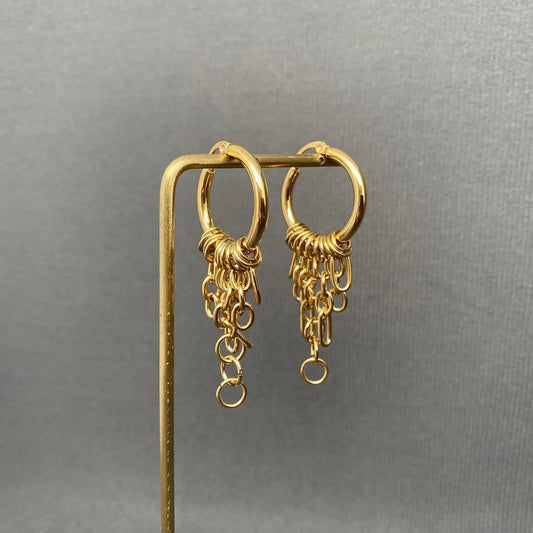 Chain Fringe 18K Gold Plated Hoop Earring
