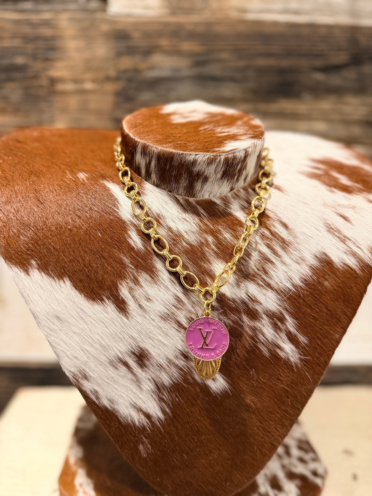 Gold + Purple Designer Charm Necklace