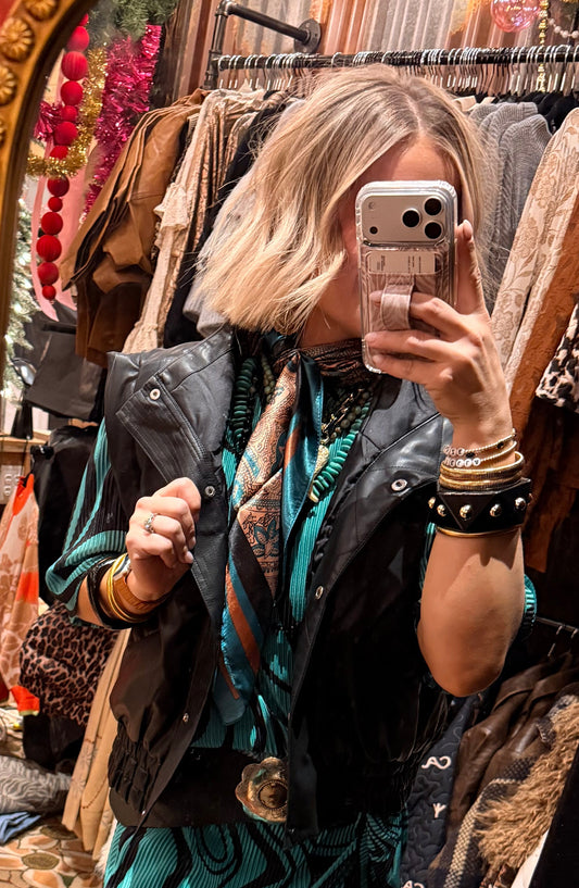 Black Faux Leather Vest