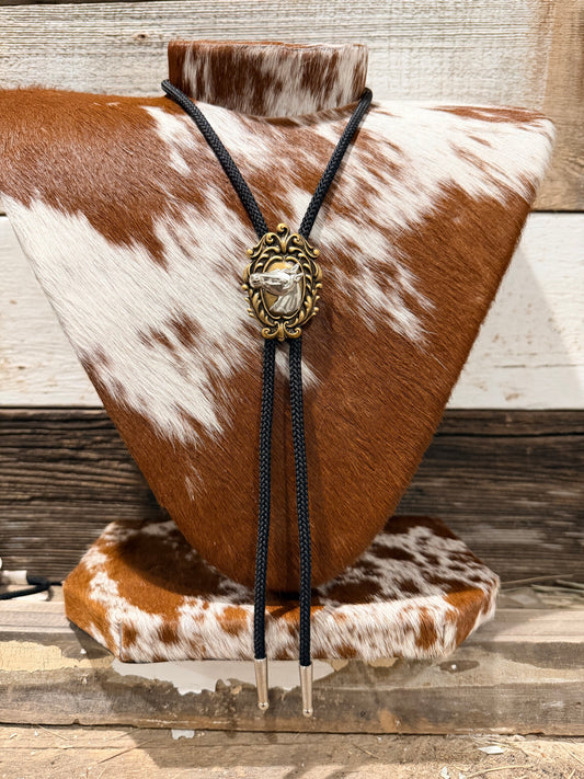 Mixed Metal Horse Head Bolo