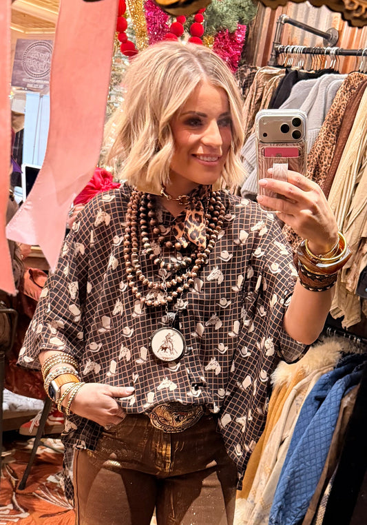 Vintage Horse/Cowboy Hat Flowy Top