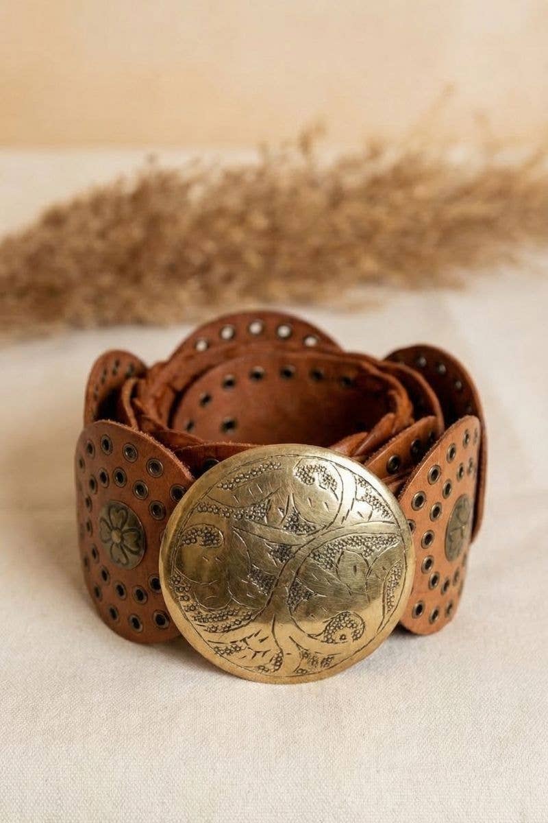 Light Brown Leather Concho Belt