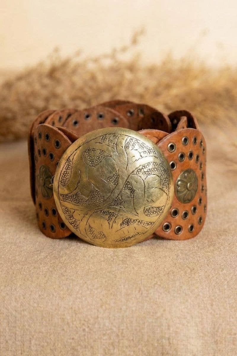 Light Brown Leather Concho Belt