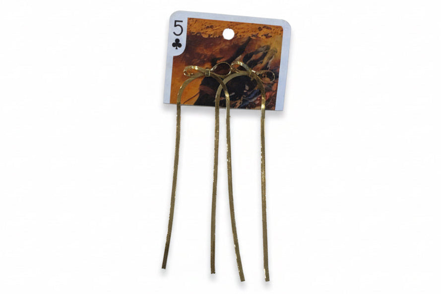 Gold Long Bow Earrings