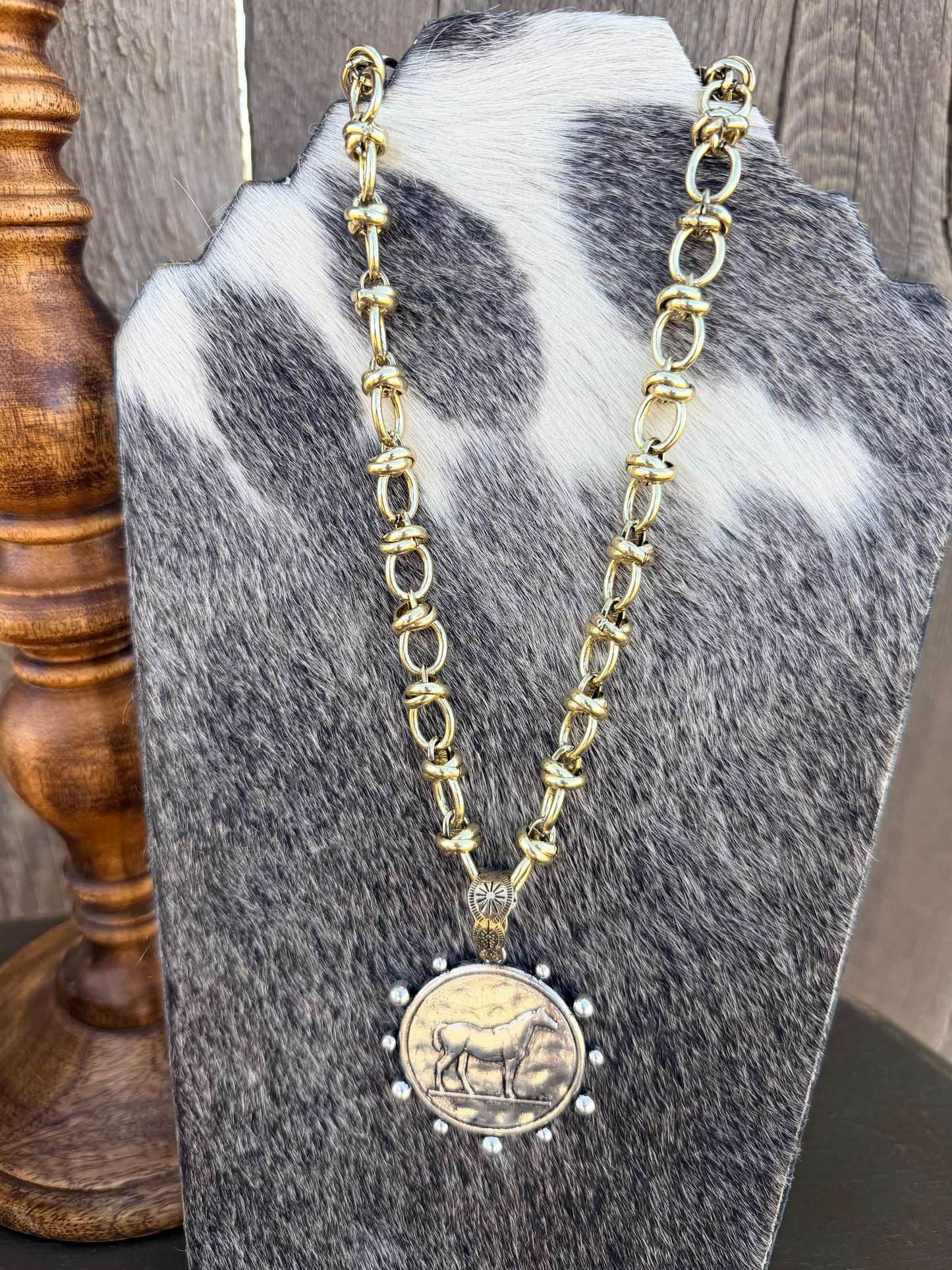Mixed Metal Horse Necklace